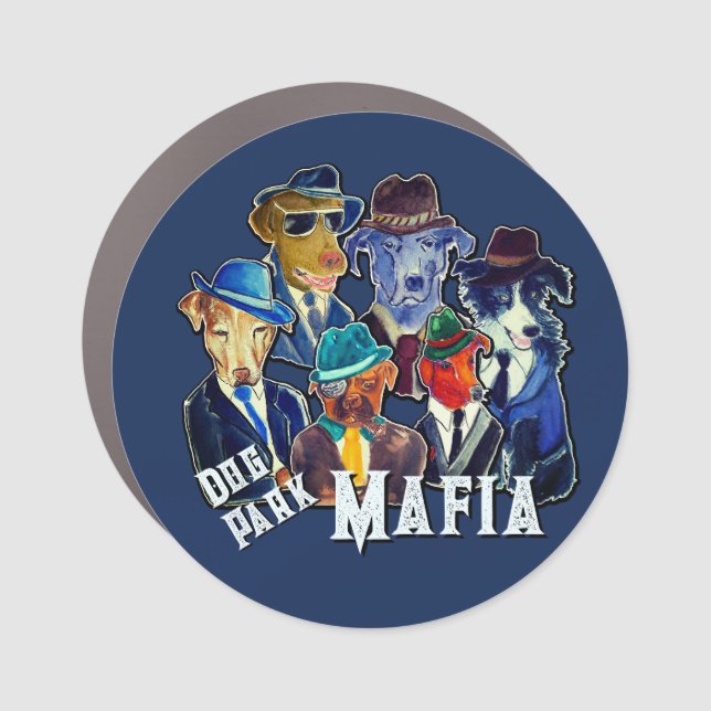 Fun Dog Park Mafia Car Magnet  (Front)