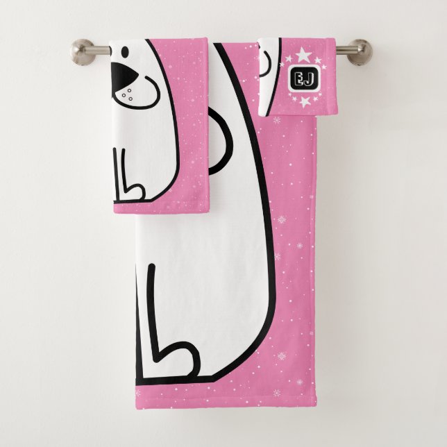 Fun Dog Personalized Monogram Design Bath Towel Set (Insitu)