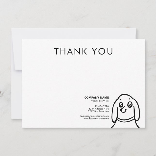 Fun Dog Pet Care Service Thank You Business Note Card (Front)