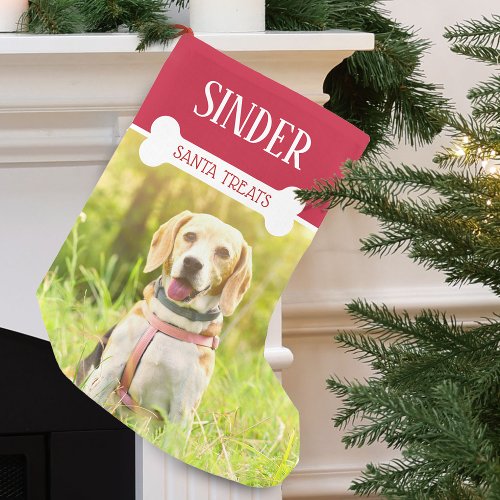 Fun Dog Photo and Name Personalized Small Christmas Stocking