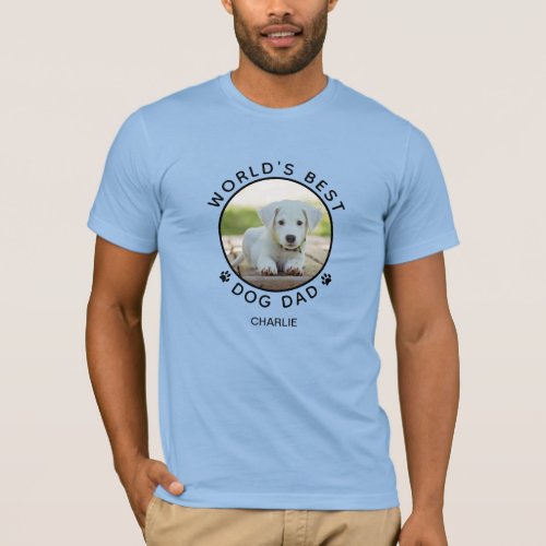 Fun Dog Photo Name Black Paw Prints Personalized T_Shirt