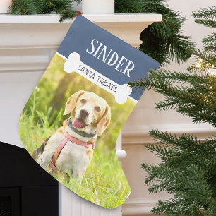 Fun Dog Photo Name Personalized Large Christmas Stocking