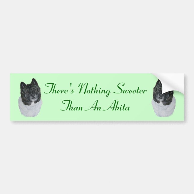fun dog slogan picture of black and white akita bumper sticker (Front)