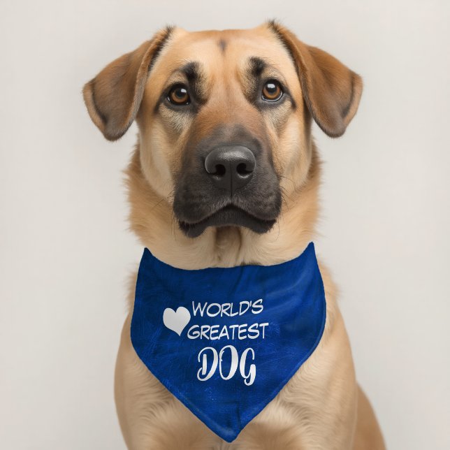 Fun Dog Text On Blue Leather Pet Bandana Collar (Dog 2)