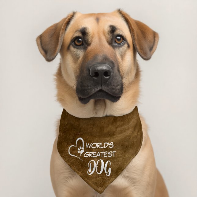 Fun Dog Text On Brown Leather Pet Bandana Collar (Dog 2)
