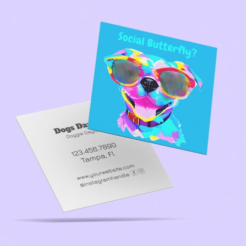 Fun Dogs Day Out Custom Doggie Daycare Square Business Card