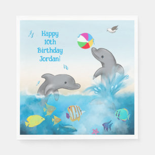 Fun Dolphin Splash Birthday  Napkins