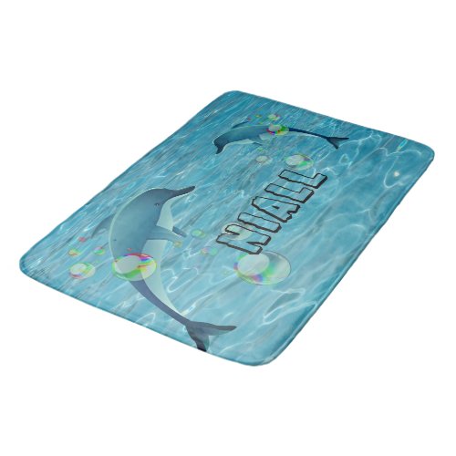 Fun Dolphins and Bubbles  Bath Mat