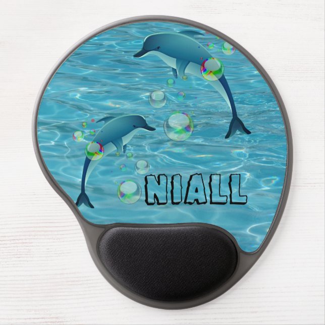 Fun Dolphins and Bubbles Personalized Gel Mouse Pad (Front)