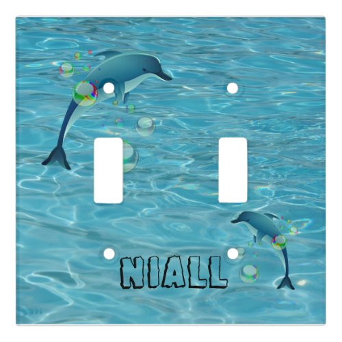 Fun Dolphins and Bubbles Personalized Light Switch Cover