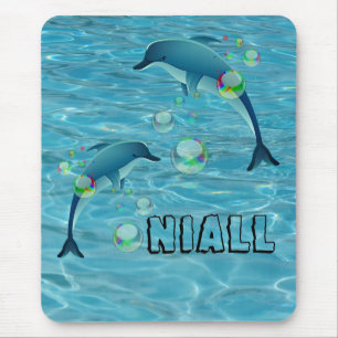 Fun Dolphins and Bubbles Personalized Mouse Pad