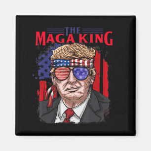 Fun Donald Trump Ultra Maga King th Of July USA Fl Magnet