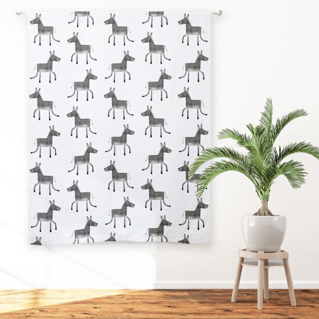 Fun Donkey Gray White Pattern Sheer Curtains (Fun donkey pattern sheer or blackout curtains)