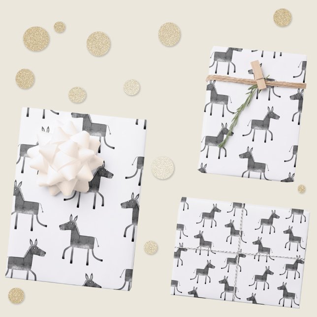 Fun Donkey Pattern Wrapping Paper Sheets (Fun donkey gift wrap paper sheets)