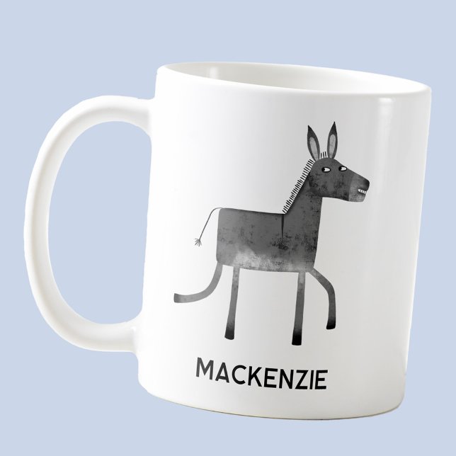 Fun Donkey Personalized Coffee Mug (Fun personalized custom name donkey coffee mug for animal lovers)