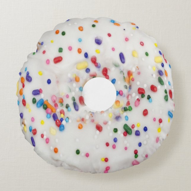 Fun Donut-Shaped Sprinkle Round Pillow (Front)