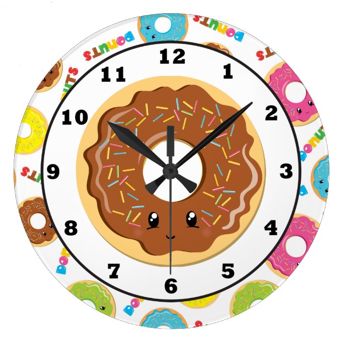 Fun donut shop pattern wall clock | Zazzle.com