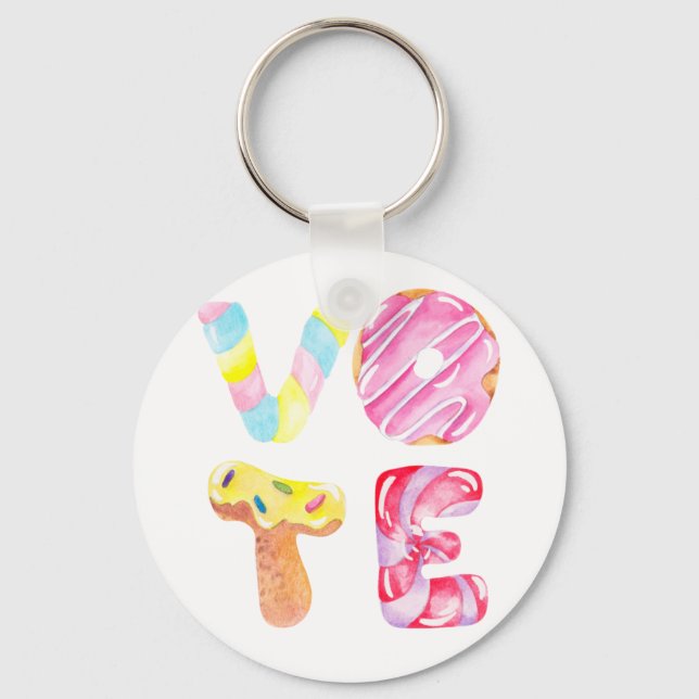 Fun Donuts and Candy  Go Vote Keychain (Front)