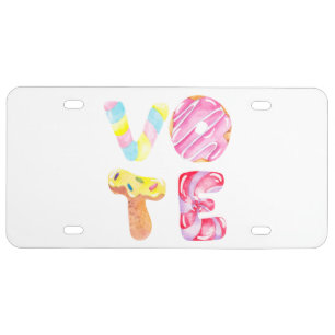 Fun Donuts and Candy Go Vote License Plate