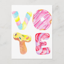 Fun Donuts and Candy Go Vote Postcard