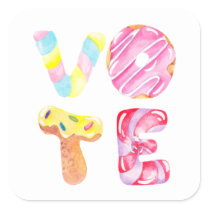 Fun Donuts and Candy Go Vote Square Sticker