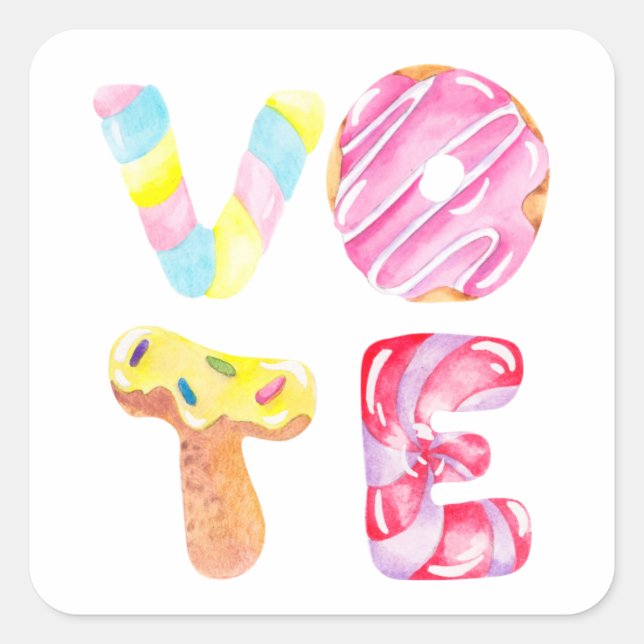 Fun Donuts and Candy Go Vote Square Sticker (Front)