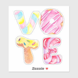 Fun Donuts and Candy Go Vote Sticker