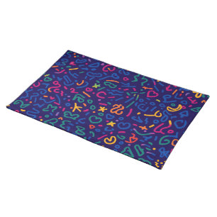 Fun doodle colorful vibrant shapes cloth placemat