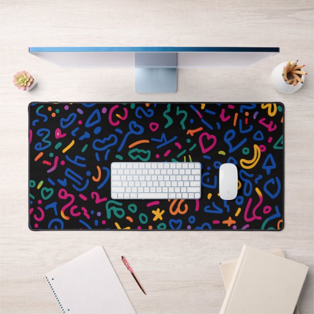 Fun doodle colorful vibrant shapes  desk mat (Office 1)