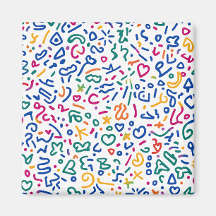 Fun doodle colorful vibrant shapes magnet