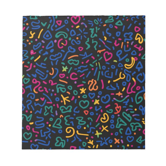 Fun doodle colorful vibrant shapes notepad (Front)