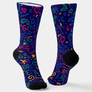 Fun doodle colorful vibrant shapes socks