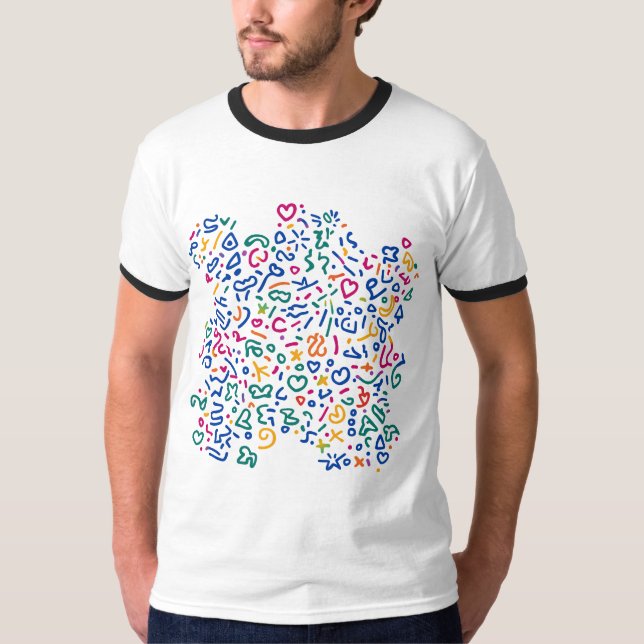 Fun doodle colorful vibrant shapes T-Shirt (Front)