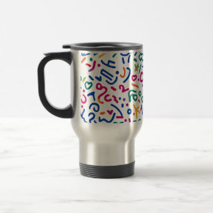 Fun doodle colorful vibrant shapes travel mug