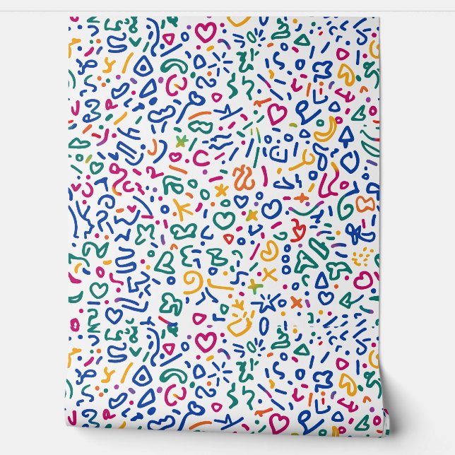 Fun doodle colorful vibrant shapes  wallpaper  (Unrolling)