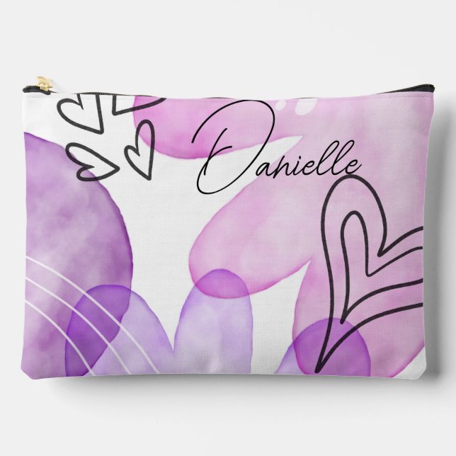 Fun Doodle Hearts and Flowers Custom Accessory Pouch (Front)