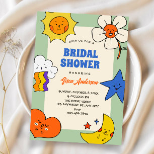 Fun doodles characters bridal shower invitation