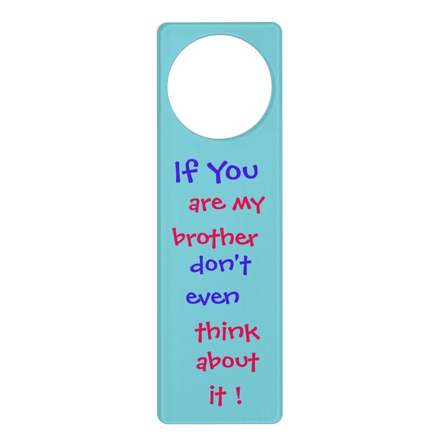 Fun Door Hangers, "All Brothers Stay Out'! Hanger (Front)