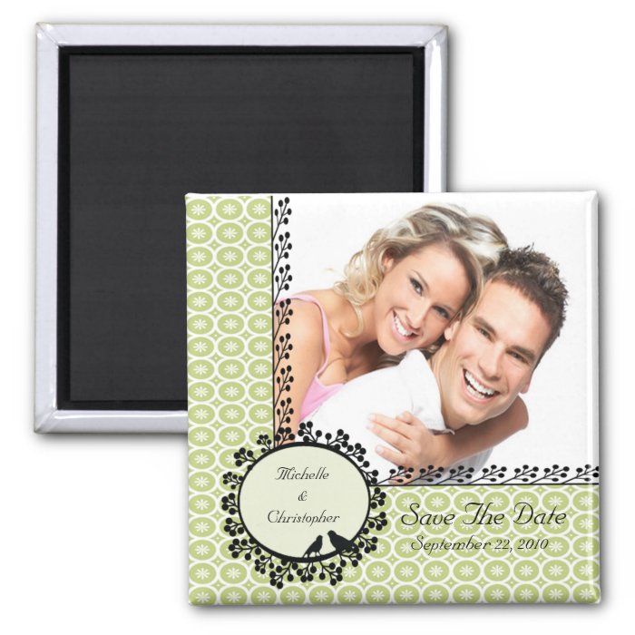 Fun Dots Love Birds Photo Save The Date Magnet