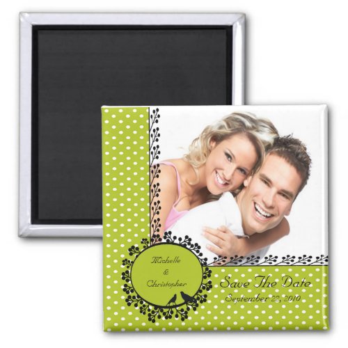 Fun Dots Love Birds Photo Save The Date Magnet