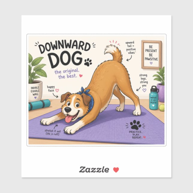 Fun Downward Dog Design  Sticker (Sheet)