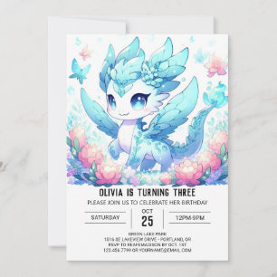Fun Dreamy Dragon Birthday Invitation