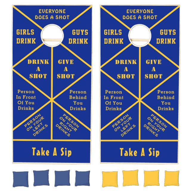 Fun Drinking Game Cornhole Set Blue Gold (Set)