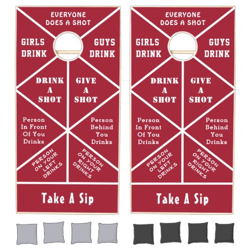 Fun Drinking Game Cornhole Set Crimson White