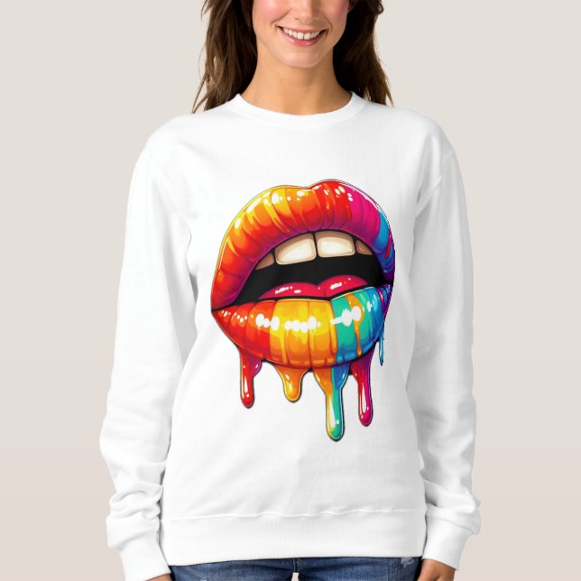 Fun "Dripping Lips" Design Sweatshirt (Front)