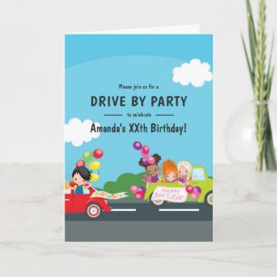 Fun Drive By Birthday Party Invitation