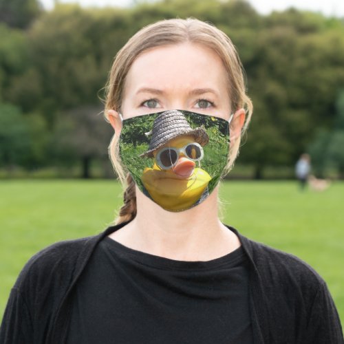 Fun Duckie Retro Sunglasses Straw Hat Rubber Duck Adult Cloth Face Mask