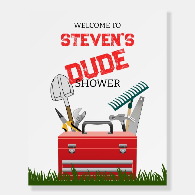 Fun Dude Groom Tool Wedding Shower Welcome Foam Board (Front)