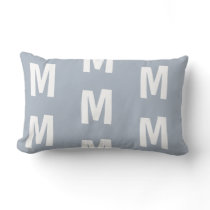 Fun Dusty Blue Monogram  Lumbar Pillow