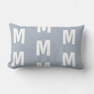 Fun Dusty Blue Monogram Lumbar Pillow